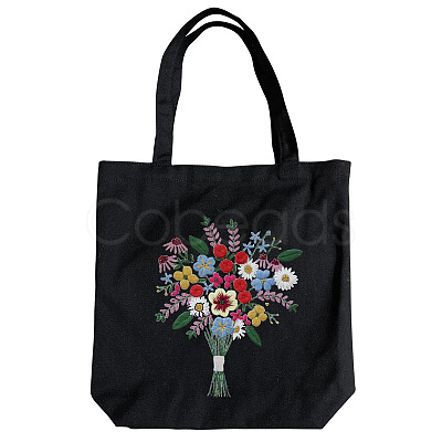 DIY Flower Bouquet Pattern Tote Bag Embroidery Kit PW22121376160-1