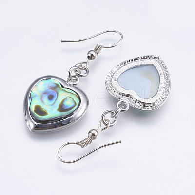Abalone Shell/Paua Shell Dangle Earrings EJEW-F147-A10-1