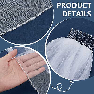 Gauze & Plastic Pearl & Resin Hair Combs OHAR-WH0029-17-1
