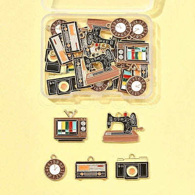 25Pcs 5 Styles Alloy Enamel Pendants ENAM-FS0003-14-1