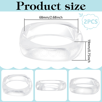 2Pcs Imitation Marble Acrylic Bangle for Women BJEW-UN0001-69A-1