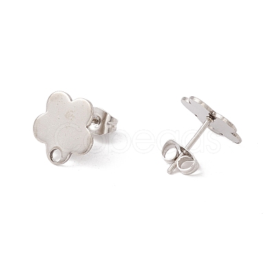 Non-Tarnish 201 Stainless Steel Stud Earring Findings with Hole EJEW-A071-10B-P-1
