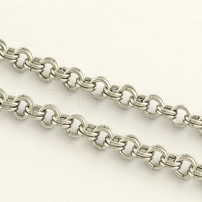 Tarnish Resistant 3.28 Feet 304 Stainless Steel Double Link Rolo Chains X-CHS-R009-07-1