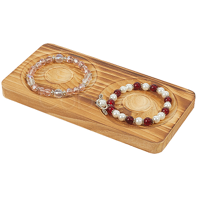Beech Wooden Jewelry Bracelet Finger Ring Diplay Holder Tray ODIS-WH0010-02J-02-1
