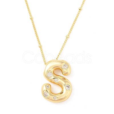 Brass Micro Pave Clear Cubic Zirconia Pendant Necklaces NJEW-Z038-01G-S-1