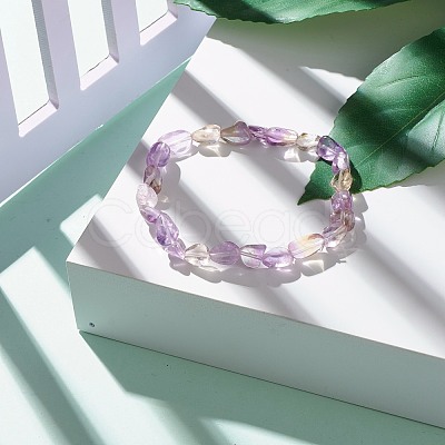 Natural Ametrine Nuggets Beads Stretch Bracelet for Her BJEW-JB06951-01-1