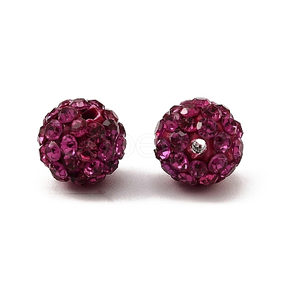 Fuchsia Round Grade A Pave Disco Ball Beads X-RB-H258-8MM-502-1