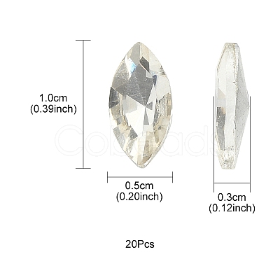 20Pcs Pointed Back Glass Rhinestone Cabochons RGLA-YW0002-01-1