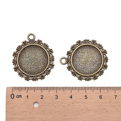 Vintage Flat Round Alloy Pendant Cabochon Settings LS-PALLOY-N0088-66AB-NF-1