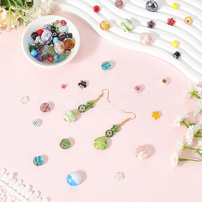 120Pcs 7 Styles Handmade Lampwork Beads LAMP-SC0001-59-1