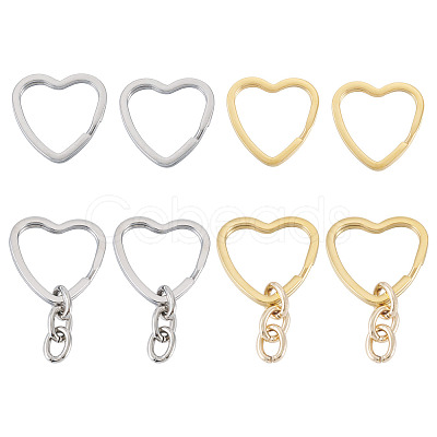 8Pcs 3 Styles 304 Stainless Steel Keychain Clasps STAS-TA0004-78-1