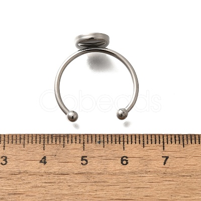 304 Stainless Steel Open Cuff Ring Components STAS-M057-01C-P-1