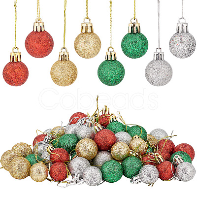 AHADERMAKER 80Pcs 8 Style Christmas Ball Plastic Hanging Ornament AJEW-GA0006-01-1