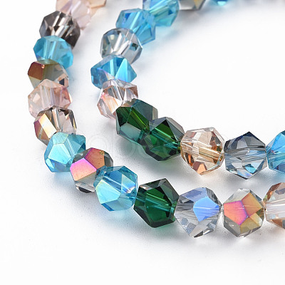 Electroplate Transparent Glass Beads Strands EGLA-T008-21-1