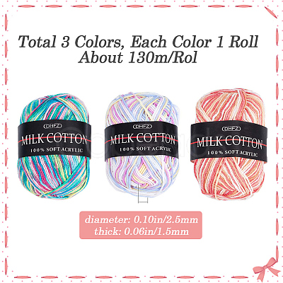 3 Rolls 3 Colors 3-Ply Crochet Yarn OCOR-GF0002-46-1