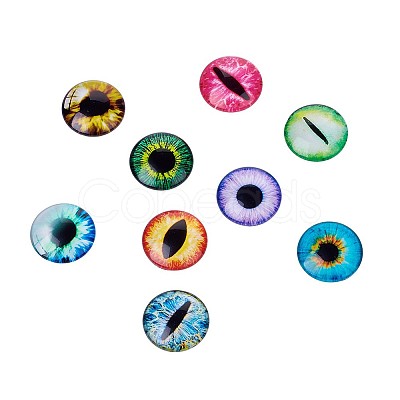 Eye Printed Glass Cabochons GGLA-BT0001-01-1