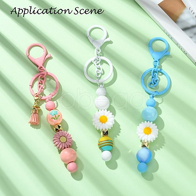 Baking Paint Alloy and Brass Bar Beadable Keychain for Jewelry Making DIY Crafts DIY-YW0007-58G-1