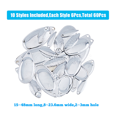 60Pcs 10 Style Teardrop & Horse Eye & Oval Iron Fishing Lures DIY-FH0005-25-1