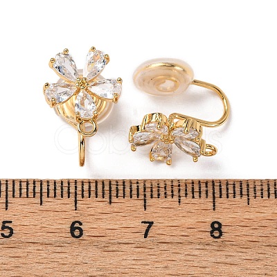 Brass Micro Pave Cubic Zirconia Ear Cuff Findings KK-F898-19B-G-1