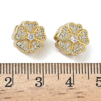 Brass Micro Pave Clear Cubic Zirconia Beads KK-L257-29G-1
