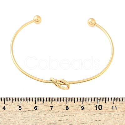 Ion Plating(IP) 304 Stainless Steel Knot Cuff Bangles for Women BJEW-M233-04G-1