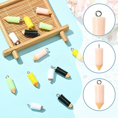 15Pcs 5 Colors Resin Pendants RESI-YW0004-88-1