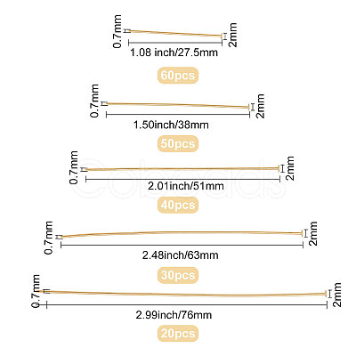 CREATCABIN 200Pcs 5 Style Brass Flat Head Pins KK-CN0001-13-1
