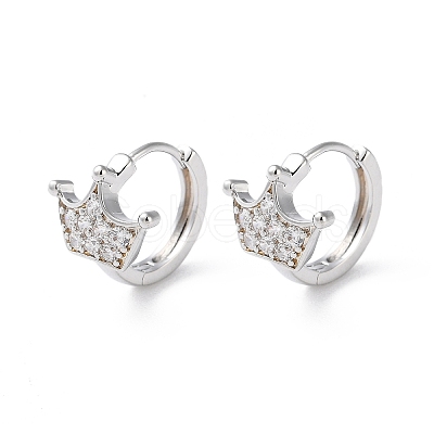 Brass Micro Pave Cubic Zirconia Hoop Earrings EJEW-P259-04P-1