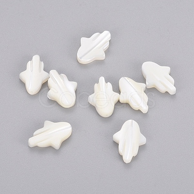 Hamsa Hand/Hand of Fatima/Hand of Miriam Natural White Shell Beads LS-BSHE-L008-02-1