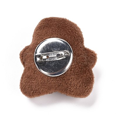 Gingerbread Man Cotton & Non-Woven & Velvet Fabric Brooch JEWB-A003-11-1