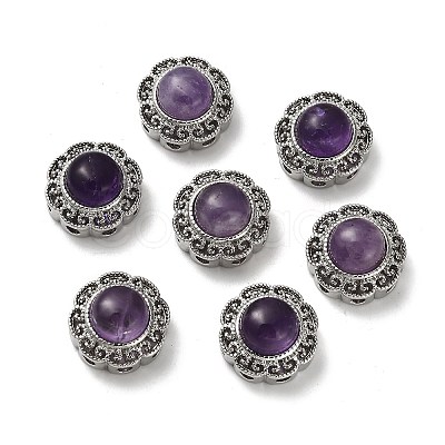 Brass Pave Natural Amethyst Multi-Strand Links KK-D366-01P-A-1