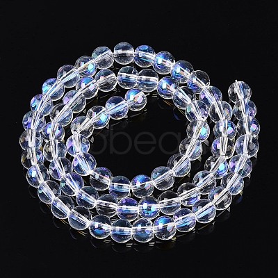 Transparent Electroplate Glass Beads Strands EGLA-Q132-6MM-01A-11-1