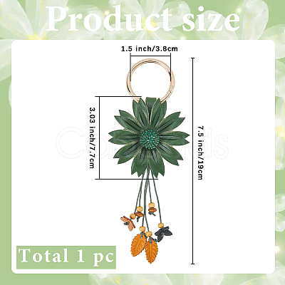 Leather and Alloy Keychain HJEW-WH20022-04B-02-1
