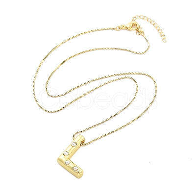 Brass & Plastic Pearl Letter Pendant Box Chain Necklaces for Women NJEW-U017-01G-12-1