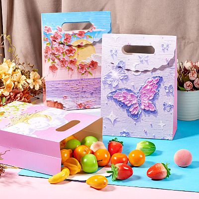 5Pcs 5 Styles Printed Paper Gift Tote Bags ABAG-TA0001-53-1