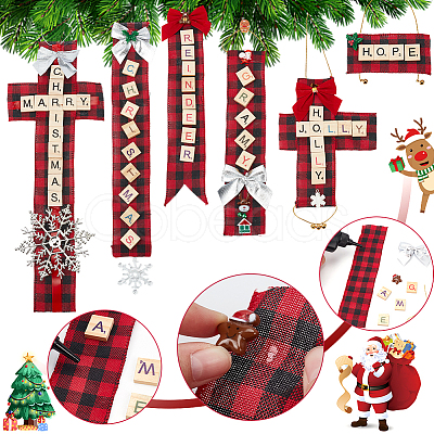 DIY Christmas Themed Wood Pendant Decorations Kits DIY-NB0012-73-1