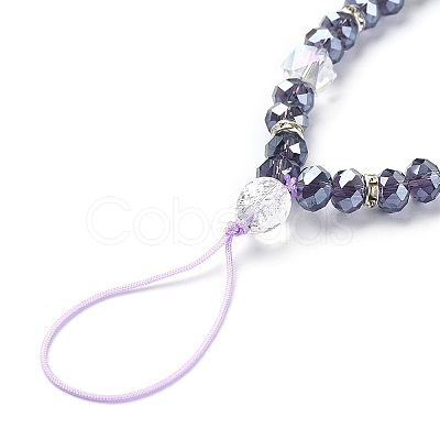 Rondelle Glass & Polymer Clay Rhinestone Beads Phone Hand Strap Chains HJEW-YW0001-05A-1