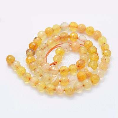 Faceted Natural Agate Beads Strands G-F561-6mm-D06-1
