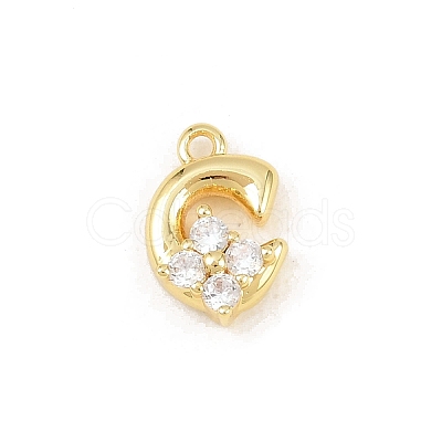 Brass Micro Pave Clear Cubic Zirconia Charms KK-Z151-18G-C-1