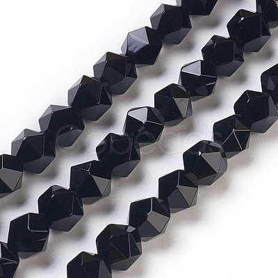 Natural Black Onyx Beads Strands G-K282-01A-1