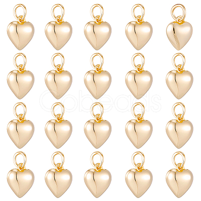 20Pcs Rack Plating Brass Heart Charms KK-BBC0024-87B-1