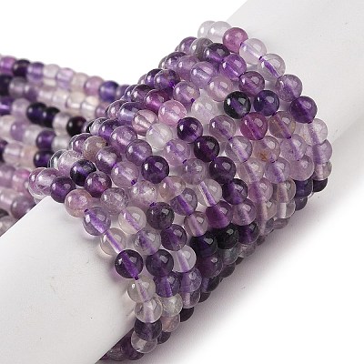 Natural Purple Fluorite Beads Strands G-P530-B08-01-1