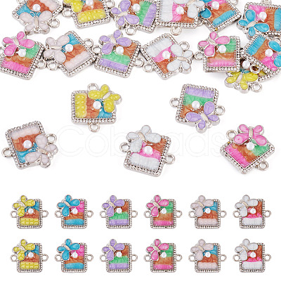 24Pcs 6 Colors Alloy Enamel Connector Charms FIND-TA0009-52-1