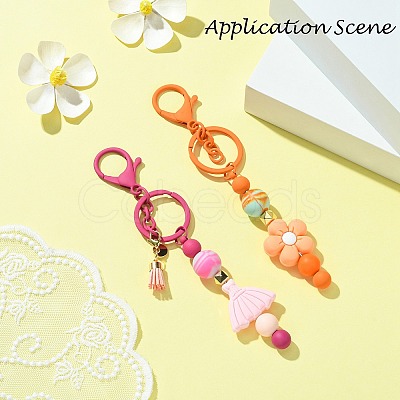 Baking Paint Alloy and Brass Bar Beadable Keychain for Jewelry Making DIY Crafts DIY-YW0007-58D-1