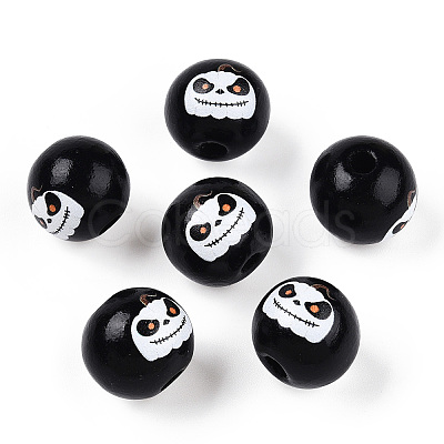 Halloween Theme Wood European Beads WOOD-N016-04D-1
