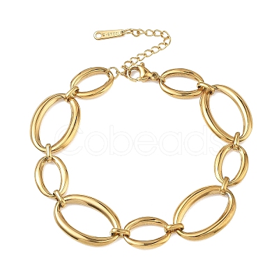 304 Stainless Steel Oval Link Chain Bracelets for Women BJEW-A169-04G-1