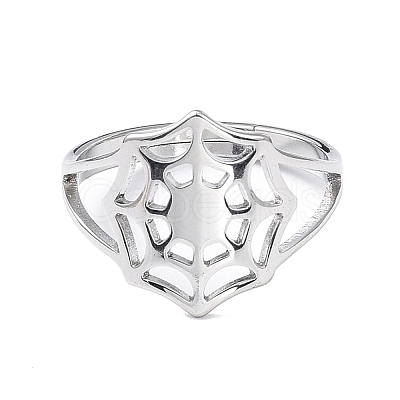Non-Tarnish 304 Stainless Steel Spider Web Adjustable Rings for Women RJEW-I097-07P-1