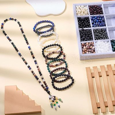 100Pcs Natural White Moonstone Round Beads with Strong Stretchy Beading Elastic Thread G-SZ0002-31-1