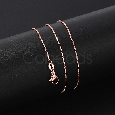 Brass Box Chain Necklaces for Women NJEW-D302-42RG-1