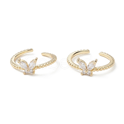 Butterfly Clear Cubic Zirconia Cuff Ring RJEW-M146-12G-1